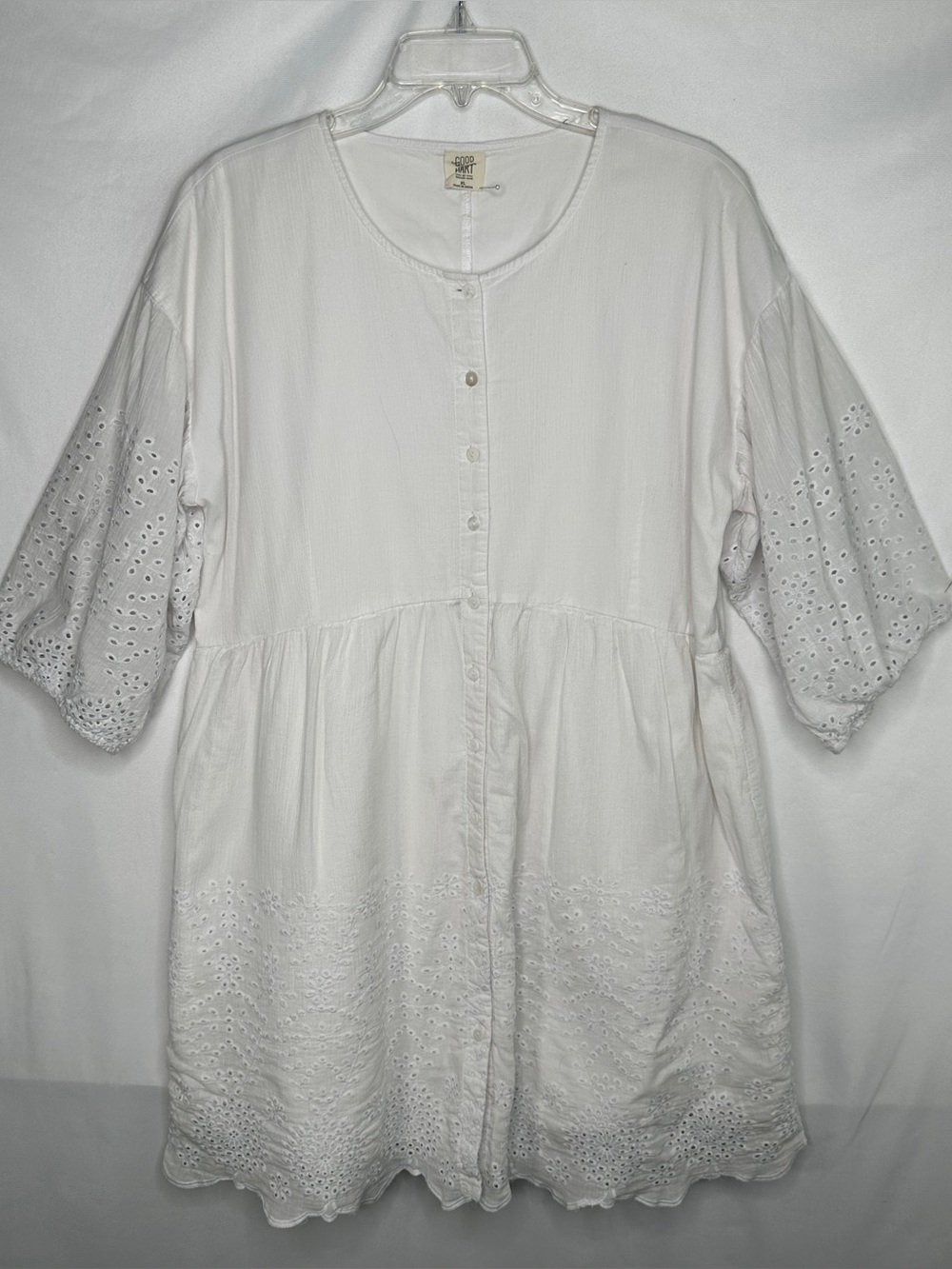 Good Hart Matilda Jane Montrose Dress White Eyelet Button-Front Cottagecore SzXL